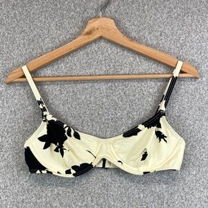 Kate Spade black roses bikini top S underwire edgy modern goth fairycore beach